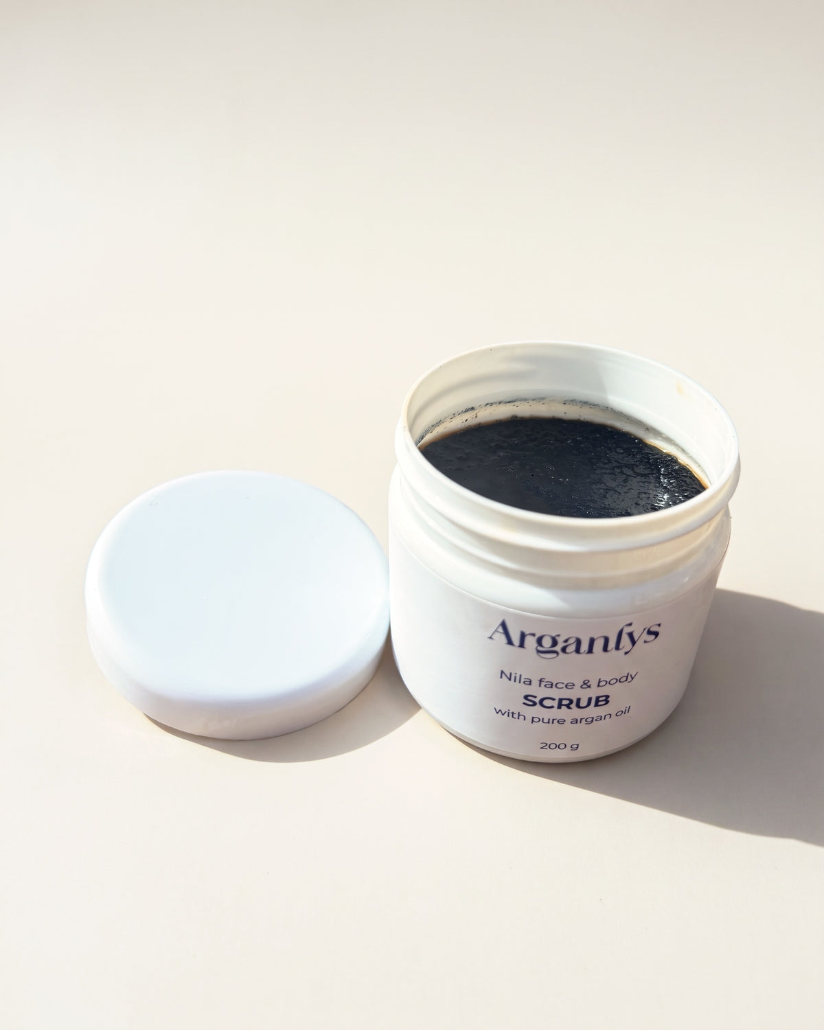 NILA & ARGAN BRIGHTENING SCRUB – open jar