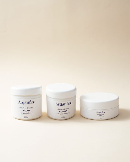 NILA & ARGAN BRIGHTENING BUNDLE – studio shot